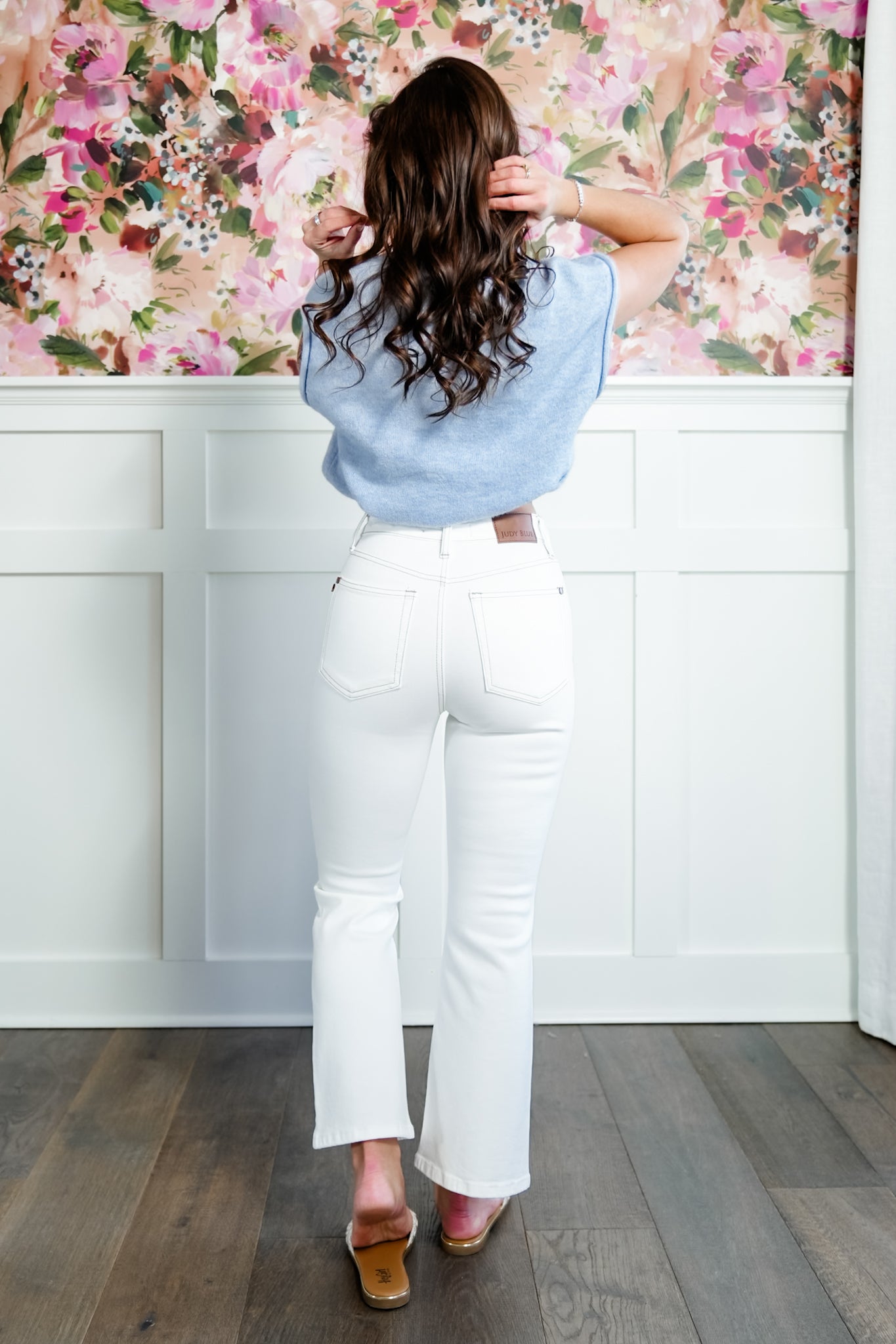 Judy Blue High Rise White Kick Flare Jeans
