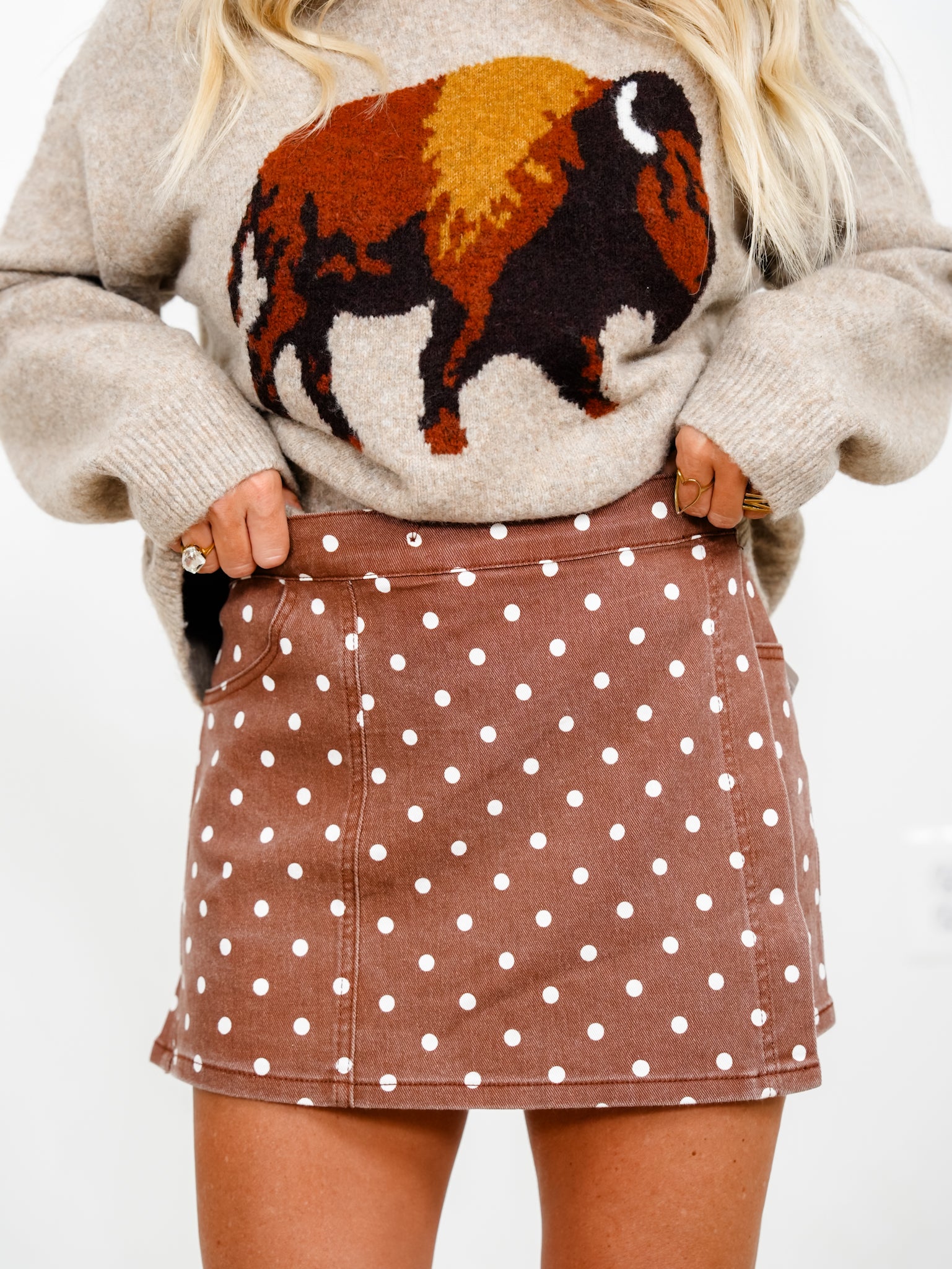 Polka Dot Wrap Skort with Back Pockets - Freckled Poppy