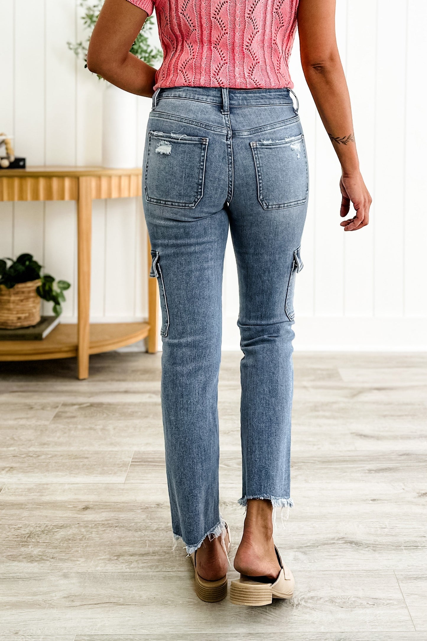 Vervet Mid Rise Cargo Slim Straight Jeans