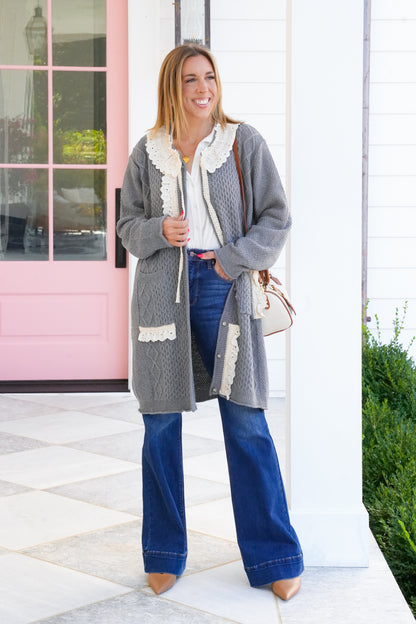 POL Knit Long Sleeve Button Down Cardigan