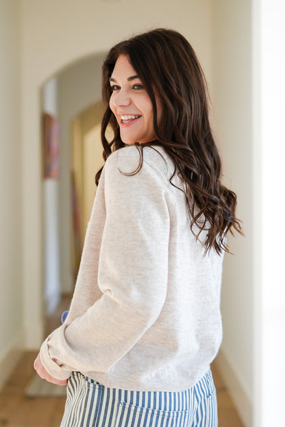 Long Sleeve Cardigan with Flower Buttons