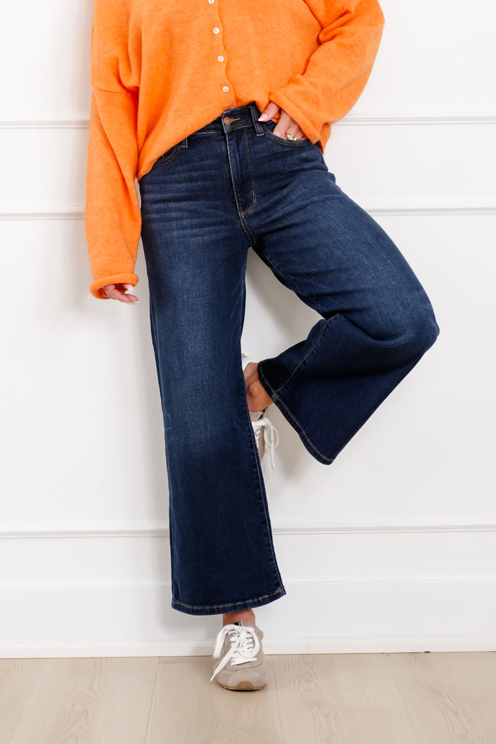 Judy Blue High Rise Dark Wash Ankle Wide Leg Jeans