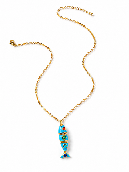 The Sardinia Crystal Pave Fish Necklace