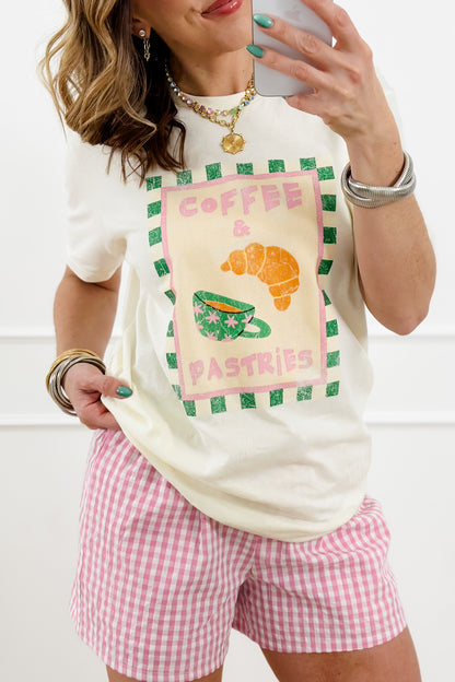 Plus/Reg Short Sleeve "Coffee & Pastries" Graphic Tee