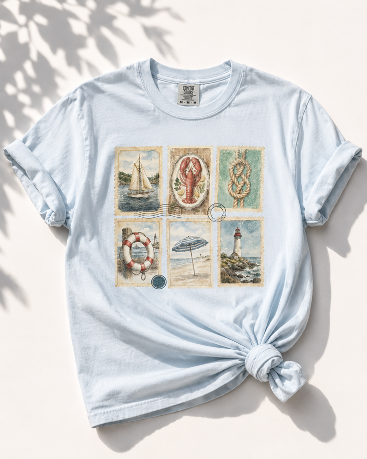 Plus/Reg Short Sleeve Coastal Print Graphic Tee
