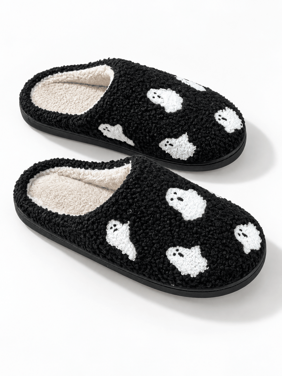 Plush Embroidered Ghost Slippers - Freckled Poppy