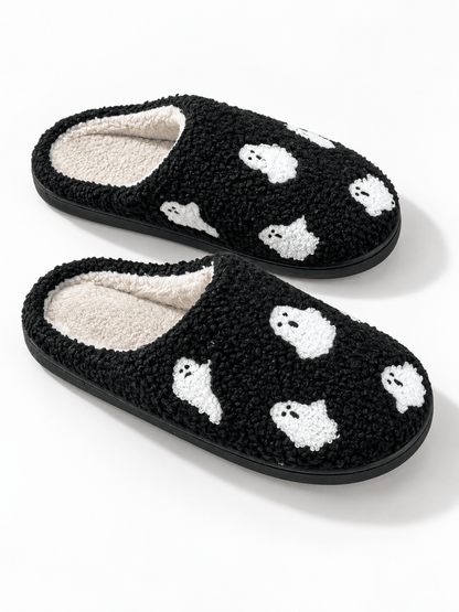 Plush Embroidered Ghost Slippers - Freckled Poppy
