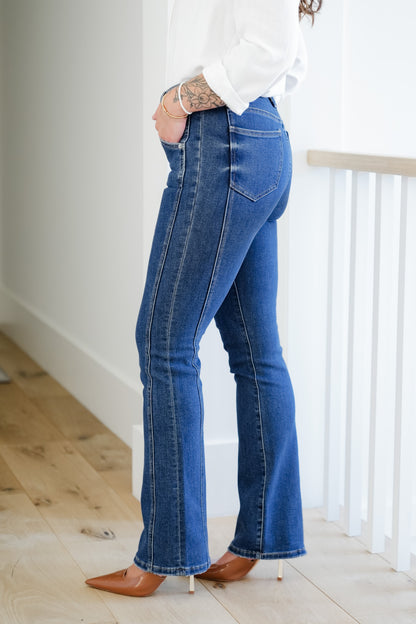 Mica High Rise Dark Wash Tummy Control Side Panel Bootcut Jeans