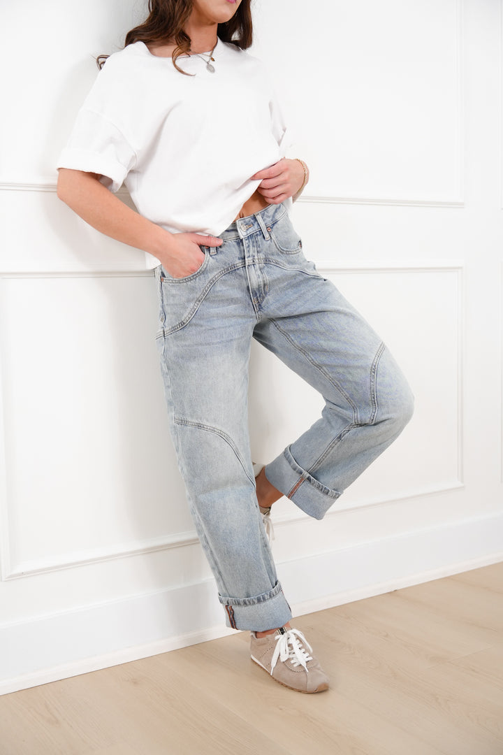 Restock! Saige High Rise Light Wash Barrel Jeans with Wide Cuff