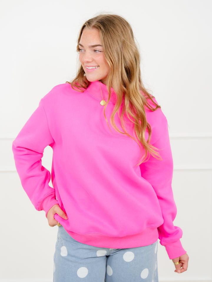 Plus/Reg Solid Long Sleeve Mock Neck Pullover Sweatshirt