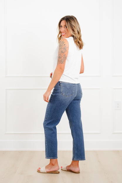 Judy Blue High Rise Medium Wash Ankle Length Straight Leg Jeans