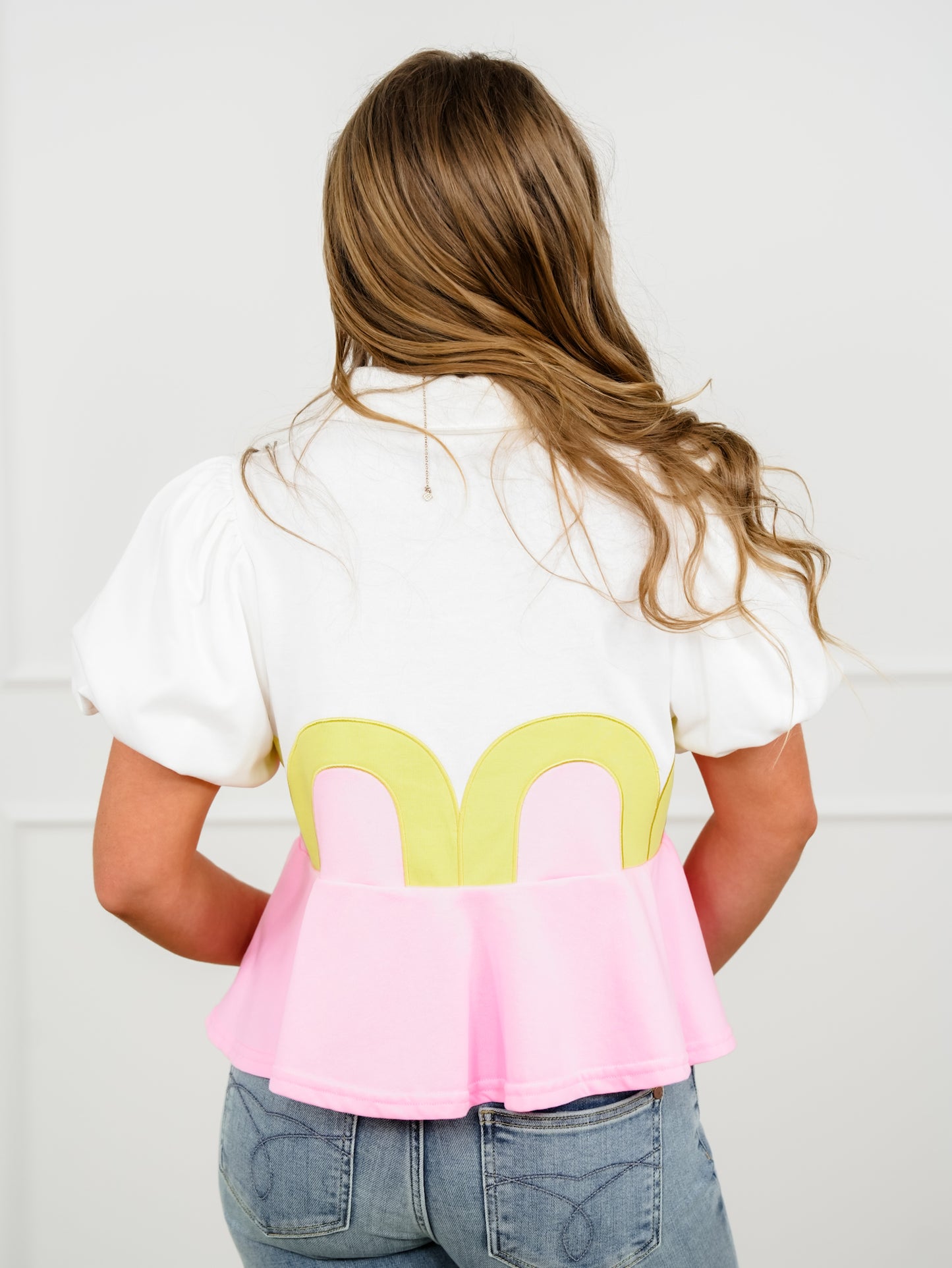 Color Block Short Sleeve Peplum Top