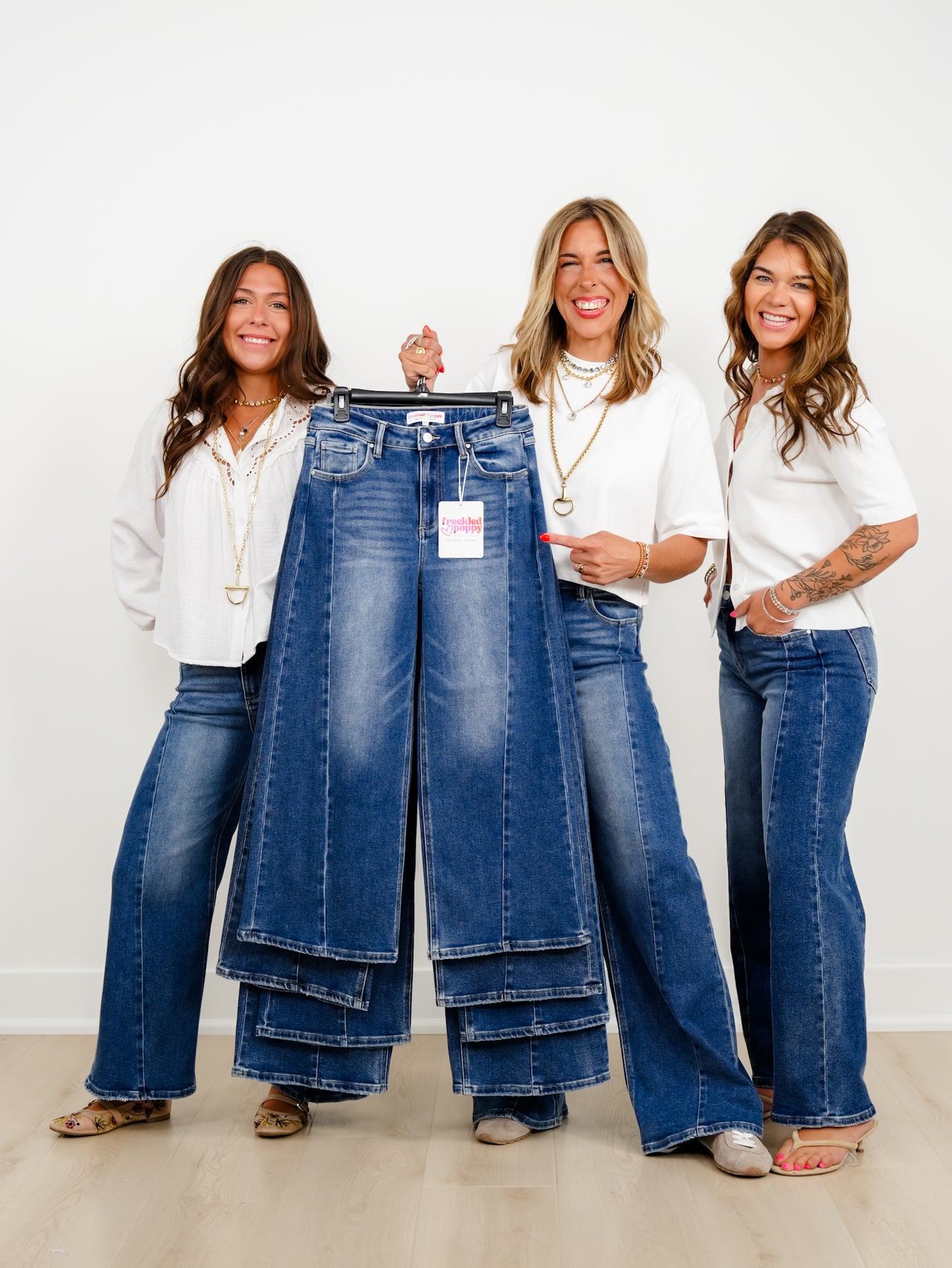 Restock! Risen The Willow Multi Inseam Dark Wash Wide Leg Seam Front Jeans