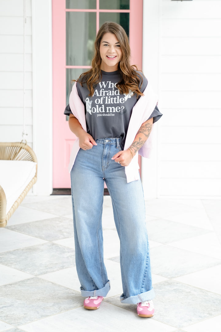 Plus/Reg Short Sleeve "Who's Afraid Of Little Old Me" Graphic Tee