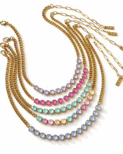 TOVA Mini Oakland Round Crystal Necklace - Freckled Poppy