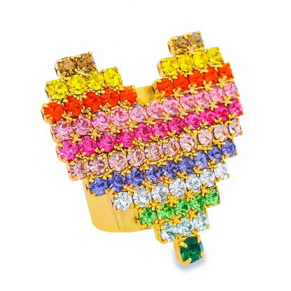 TOVA Crystal Paved Candy Heart Ring