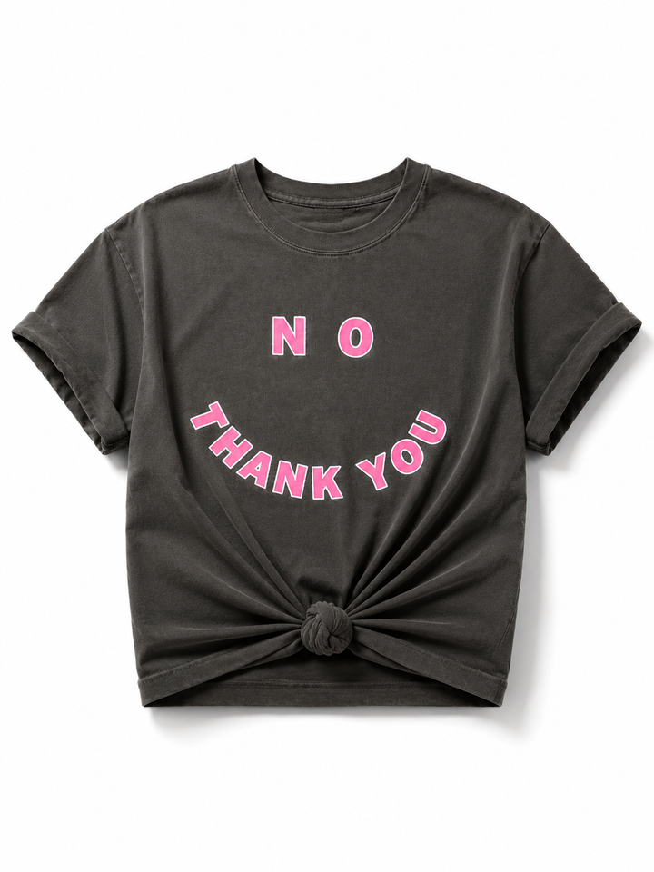 Plus/Reg Short Sleeve "No Thank You" Graphic Tee