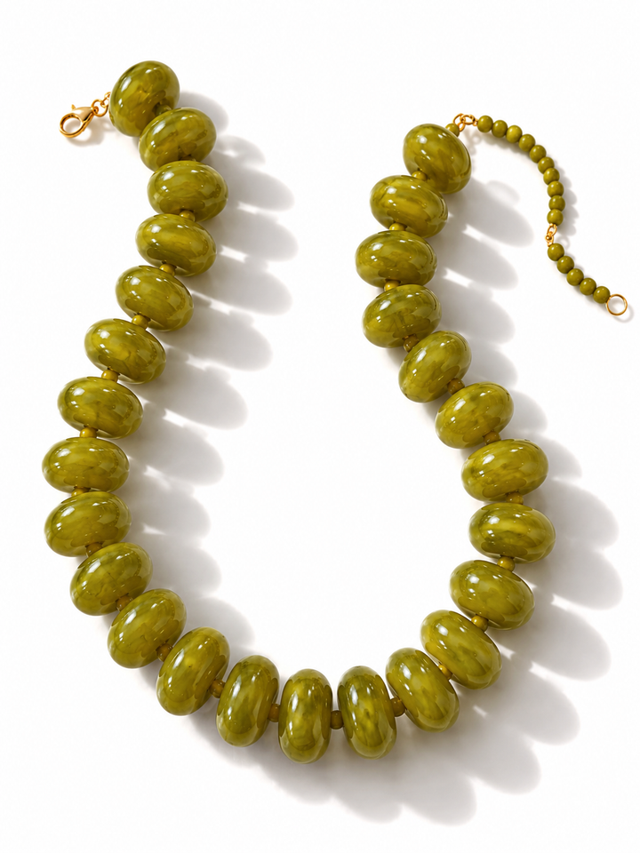 Gemelli Bailey Olive Green Beaded Necklace