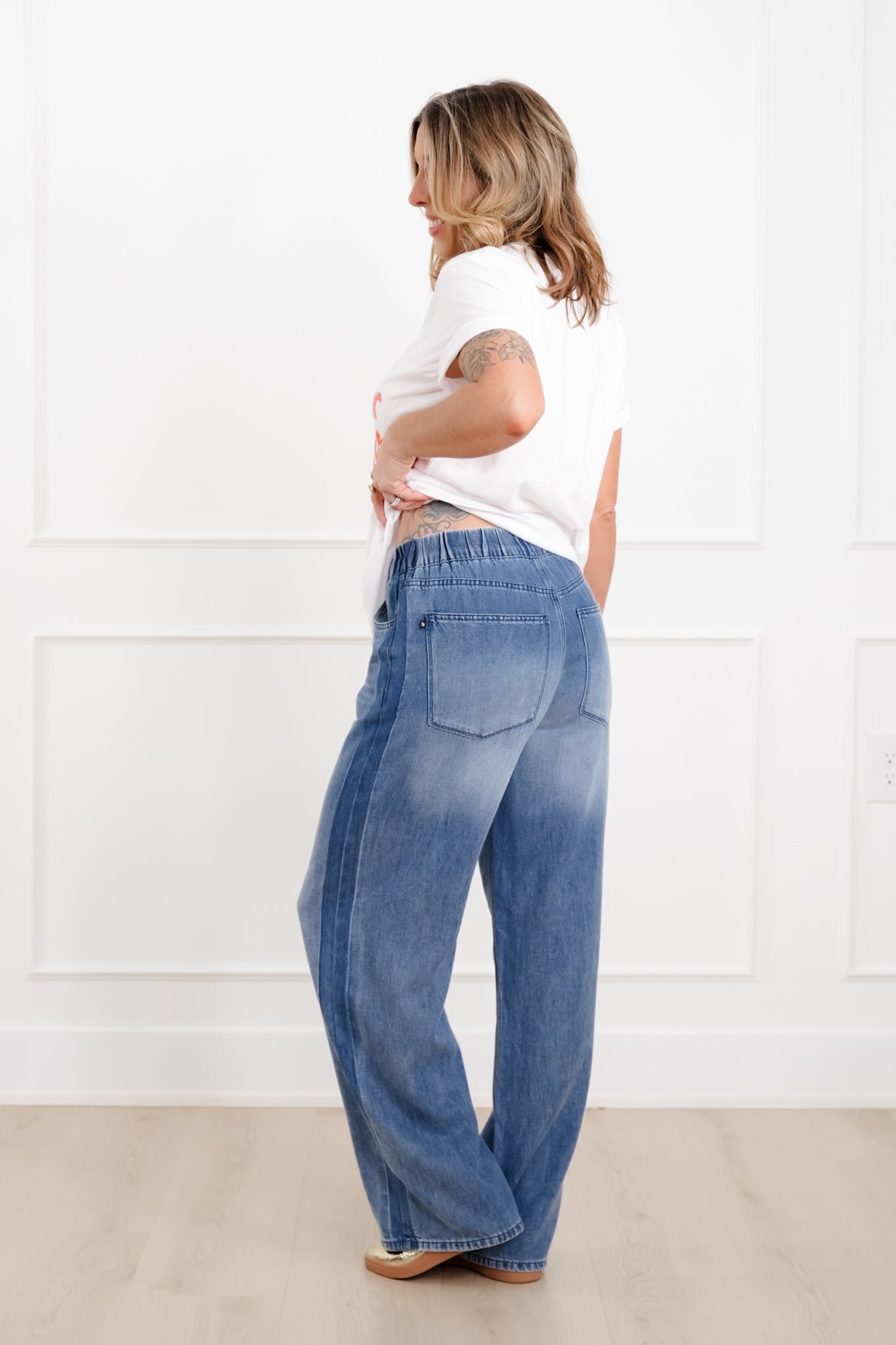 Judy Blue The Danielle High Rise Medium Wash featherweight  Wilhelmina Elastic Waistband with Side Panels