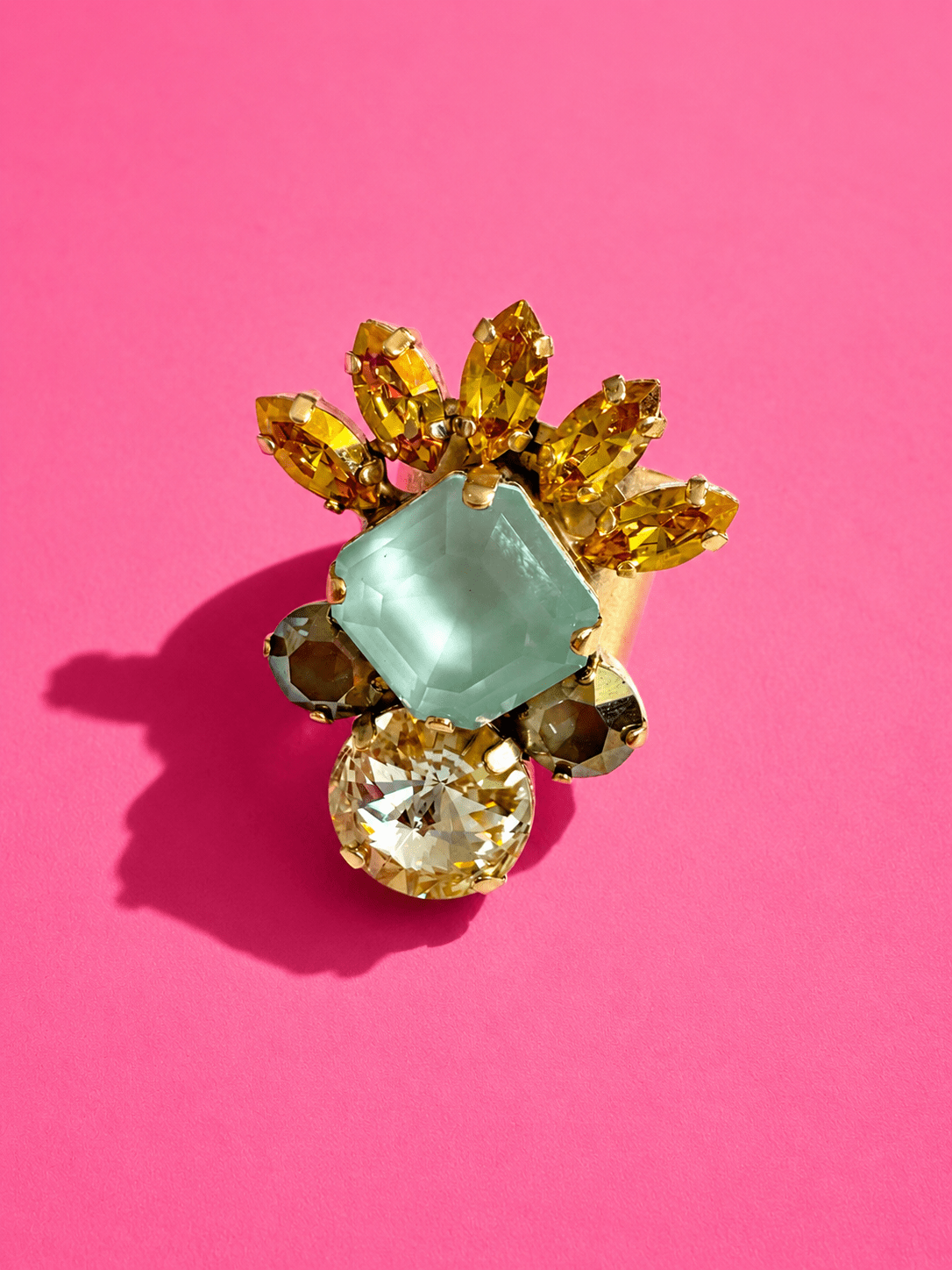 TOVA Lysandra Gold Plated Crystal Ring - Freckled Poppy
