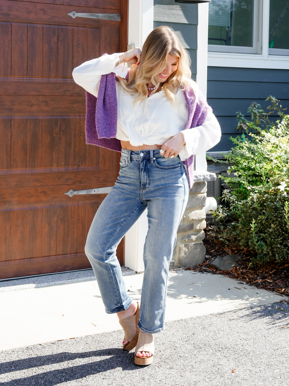 Judy Blue The Sunday Social High Rise Petite/Reg Tummy Control Peggy Ankle Straight Leg Jeans