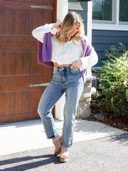 Judy Blue The Sunday Social High Rise Petite/Reg Tummy Control Peggy Ankle Straight Leg Jeans
