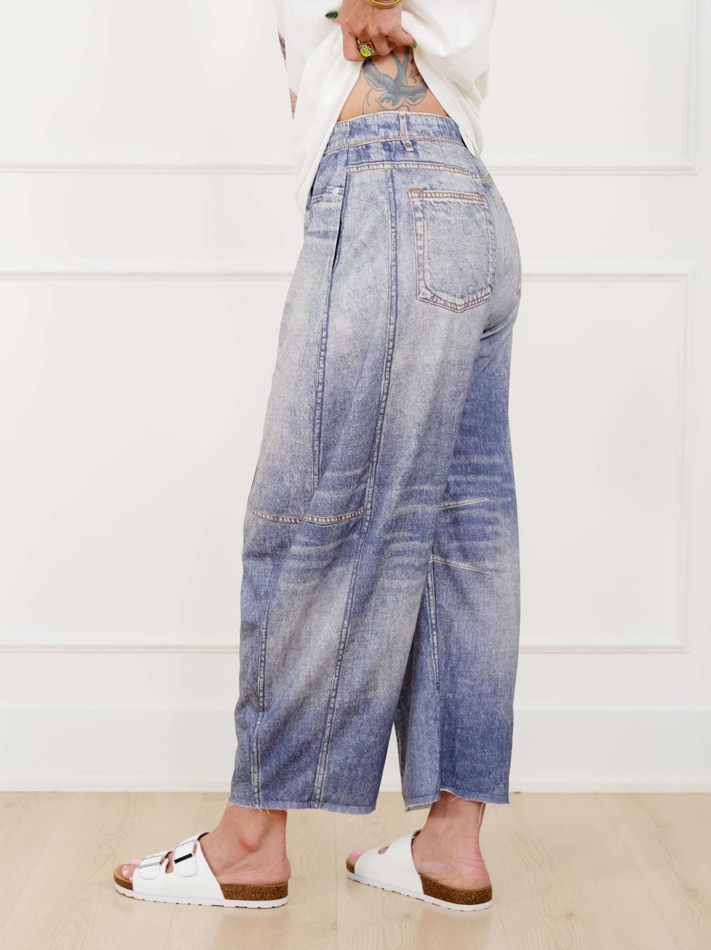 Restock! Plus/Reg Acid Print Elastic Waist Barrel Pants