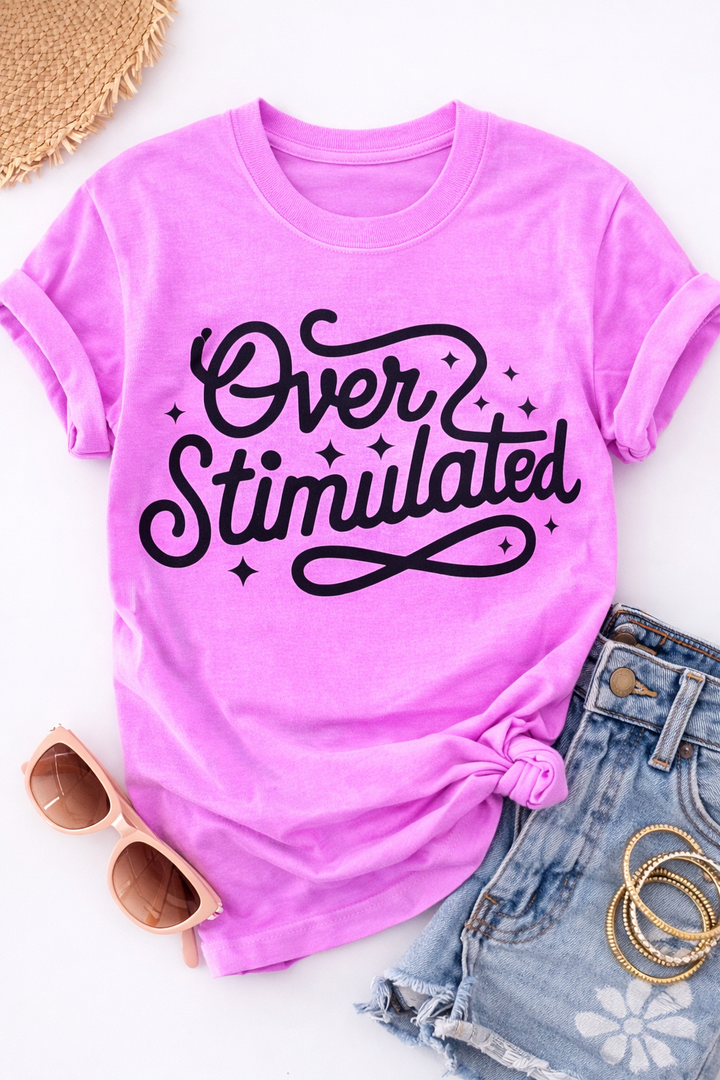 Plus/Reg Short Sleeve "Over Stimulated" Graphic Tee