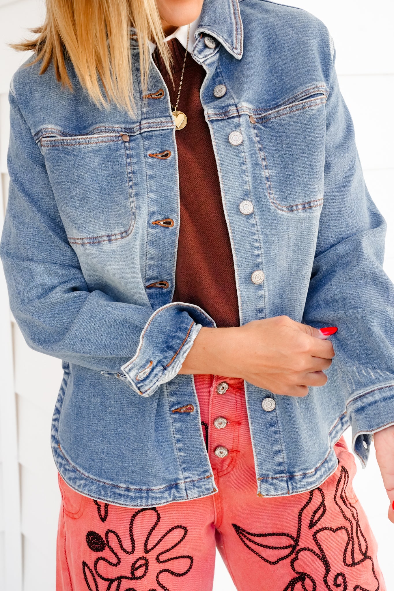 Plus/Reg Judy Blue Medium Wash Button Down Shacket