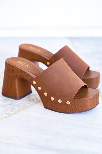 MIA Slip On Studded Heeled Clog Sandal