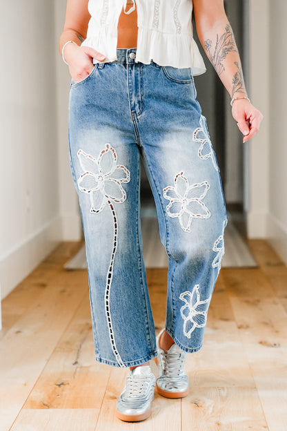 The Lily Bloom Floral Embroidered Straight Leg Jeans