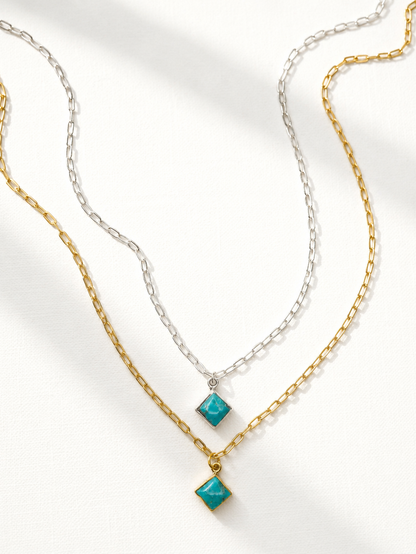 BOHO SOL Turquoise Diamond Dainty Necklace