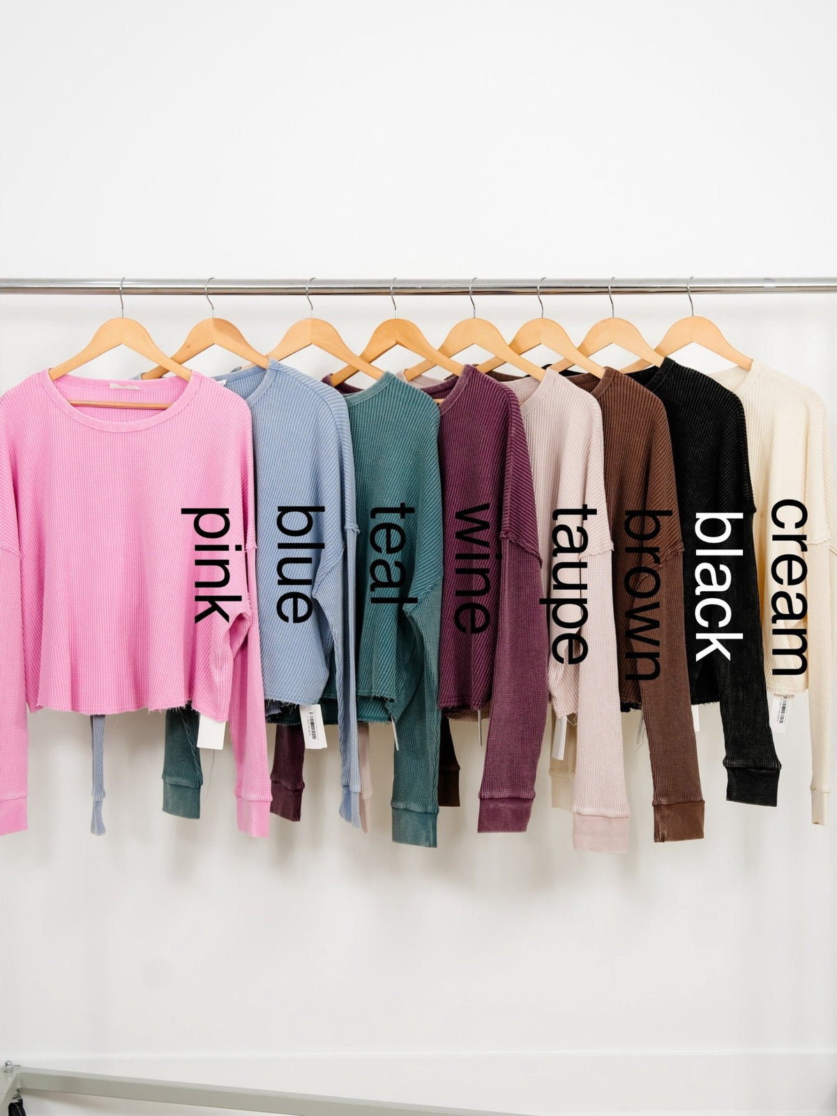 Door Buster! Mineral Wash Waffle Knit Long Sleeve Top - Freckled Poppy