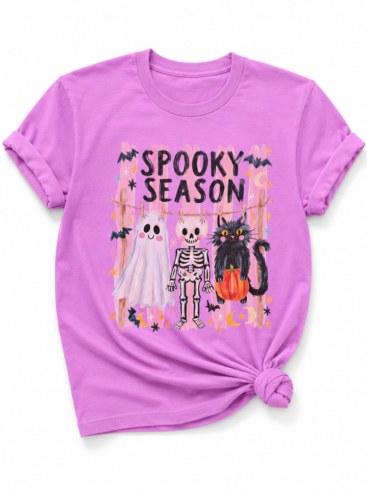 Plus/Reg Short Sleeve "Spooky Season" Whimiscal Halloween Graphic Tee