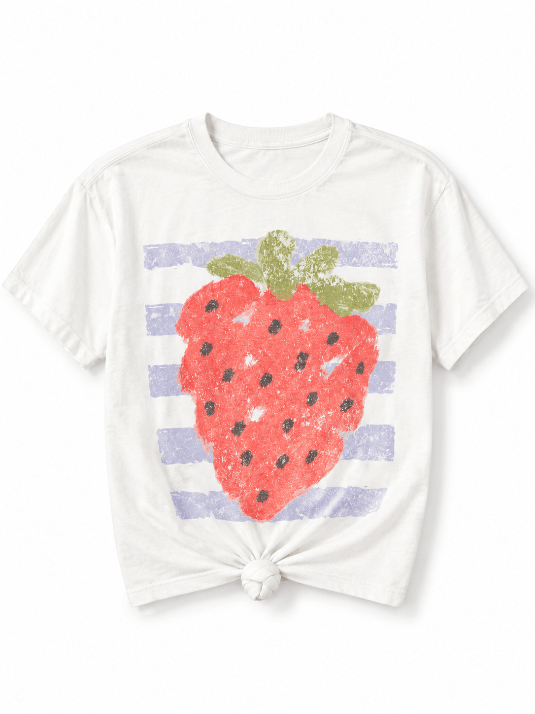 Plus/Reg Short Sleeve Strawberry Print Graphic Tee - Freckled Poppy