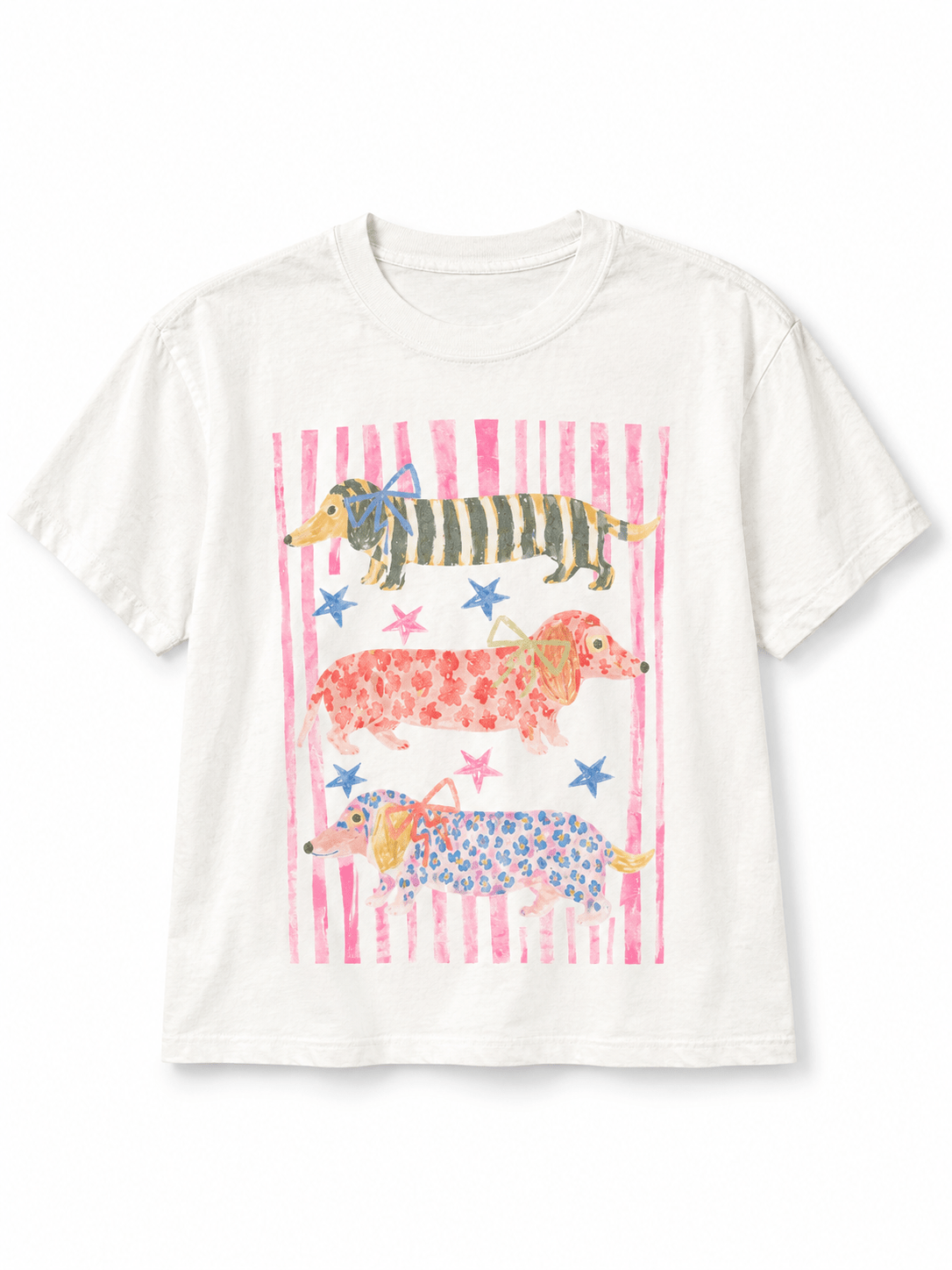 Plus/Reg Short Sleeve Weiner Dog Graphic Tee - Freckled Poppy
