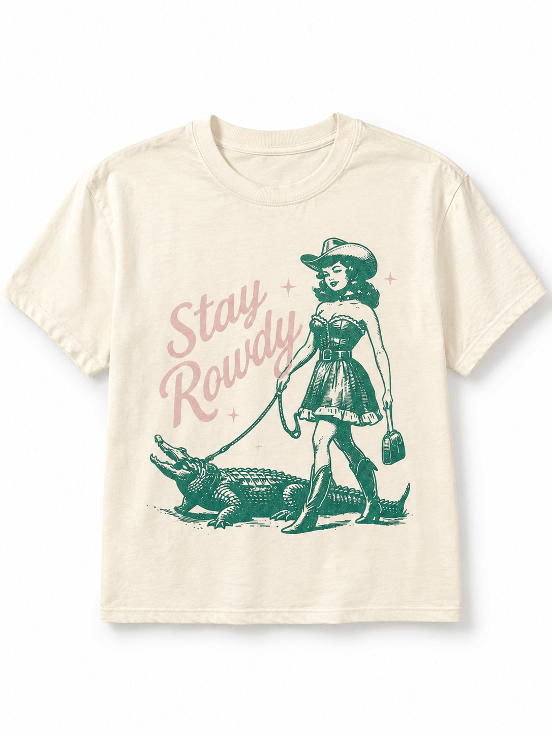 Plus/Reg Short Sleeve " Stay Rowdy" Graphic Tee - Freckled Poppy