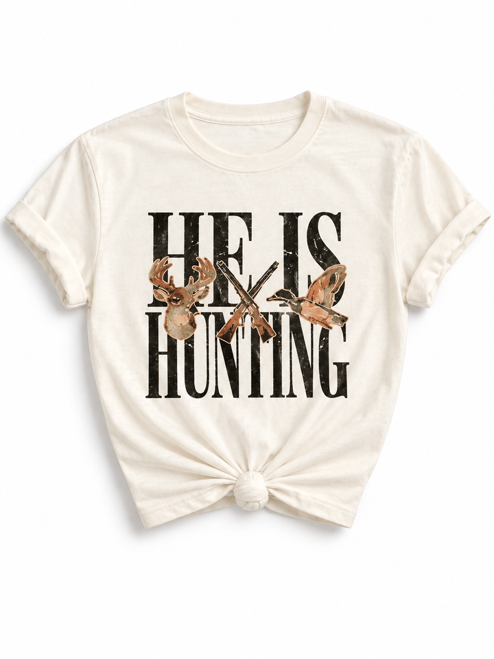 Plus/Reg Short Sleeve "He is Hunting" Graphic Tee