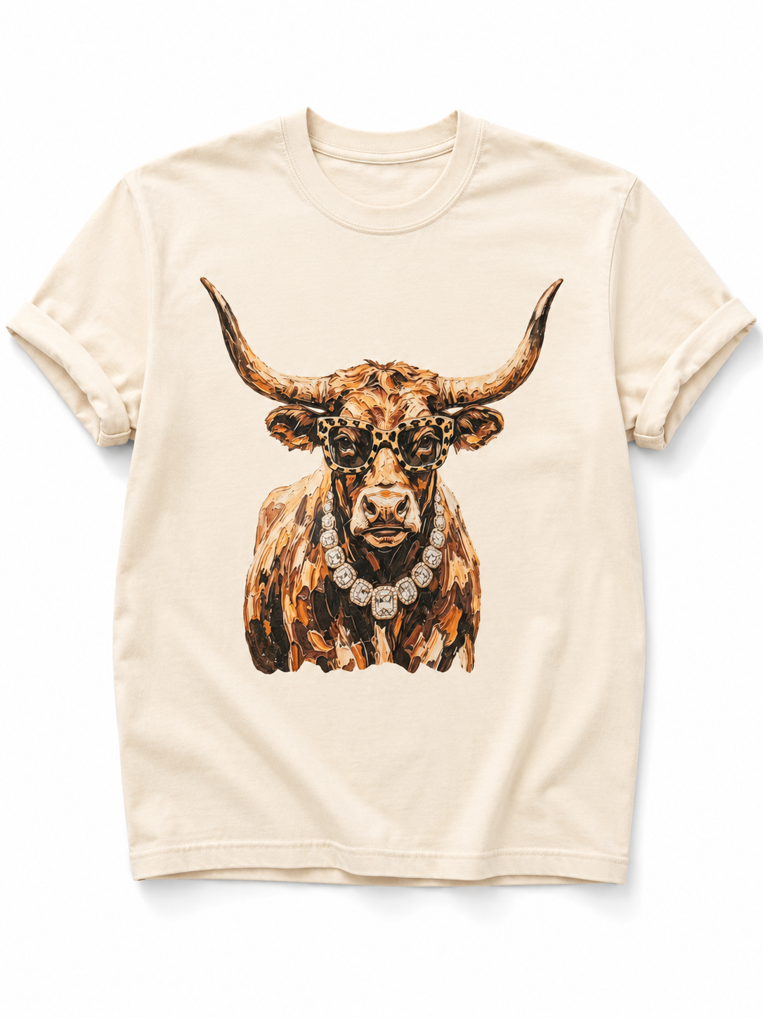 Plus/Reg Short Sleeve Glam Longhorn Western Graphic Tee