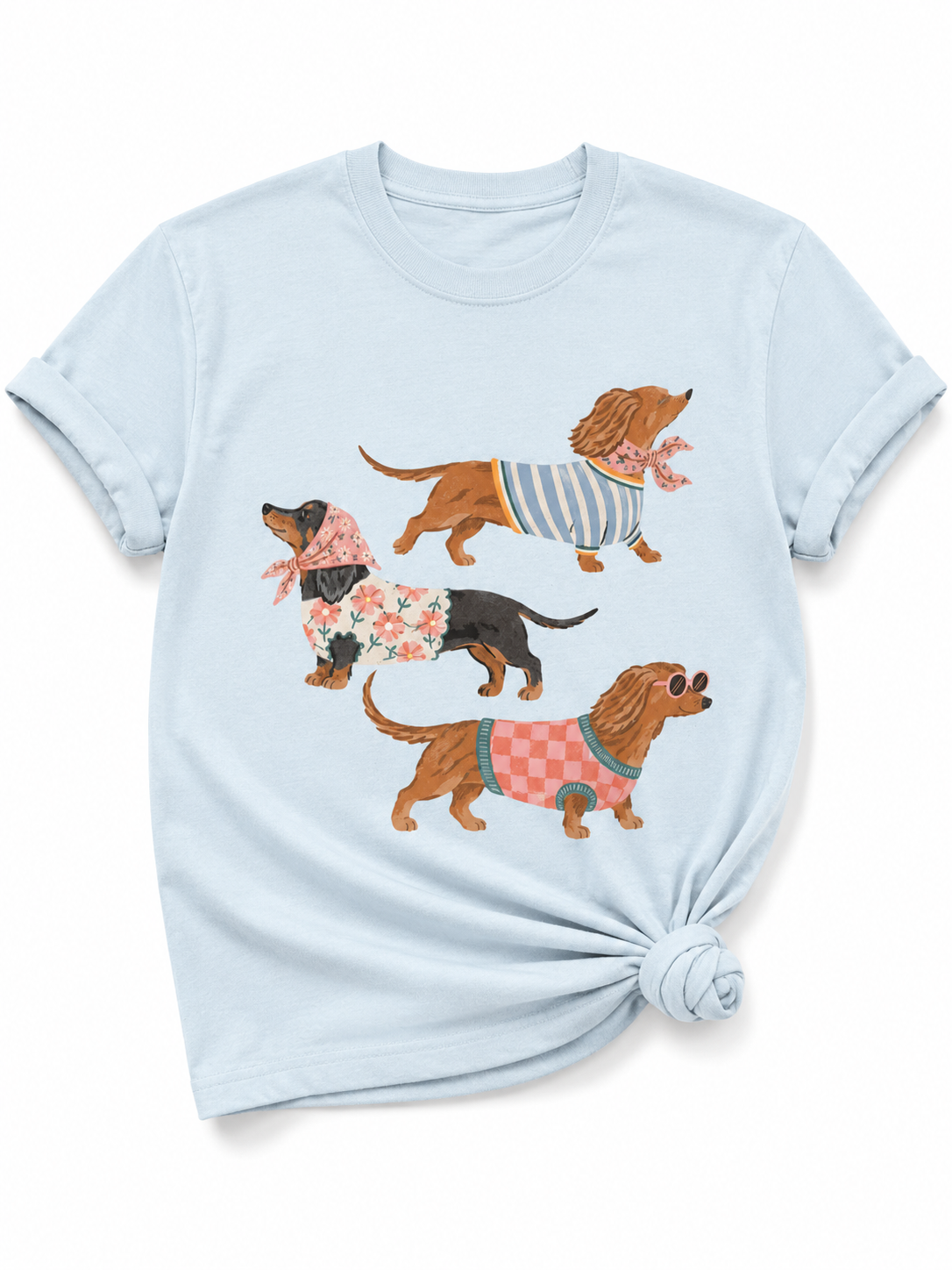Plus/Reg Short Sleeve Glam Weiner Dog Graphic Tee
