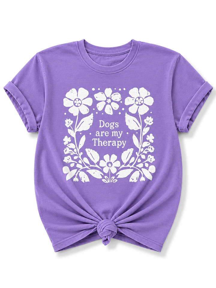 Plus/Reg Short Sleeve Dogs are My Therapy Graphic Tee