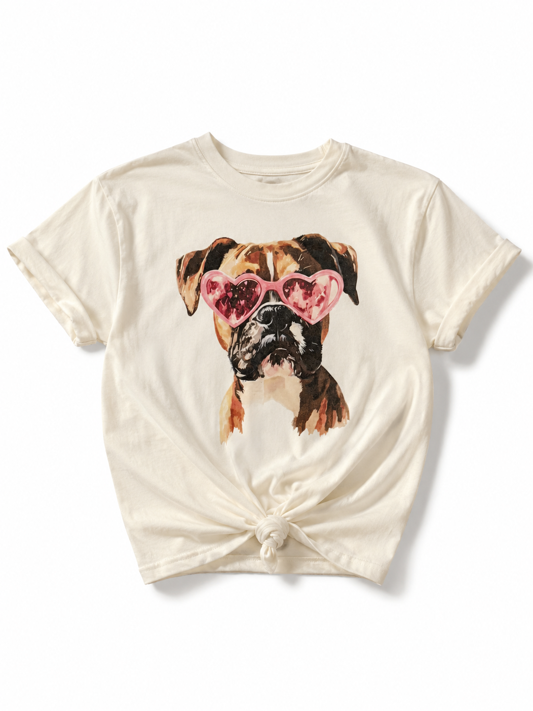 Plus/Reg Short Sleeve "Glam Boxer" Dog Graphic Tee