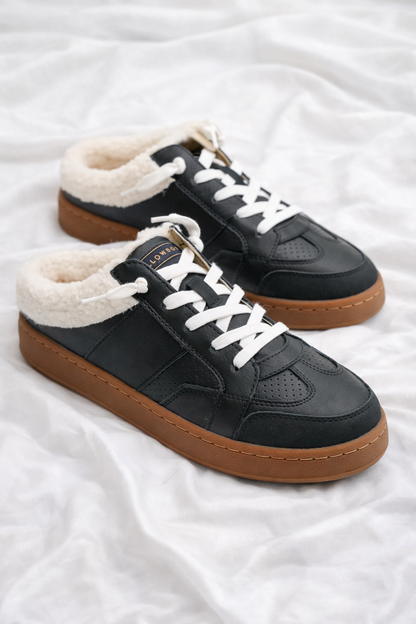 Yellow Box Shearling Lined Lace Up Sneaker Mule with Gum Sole