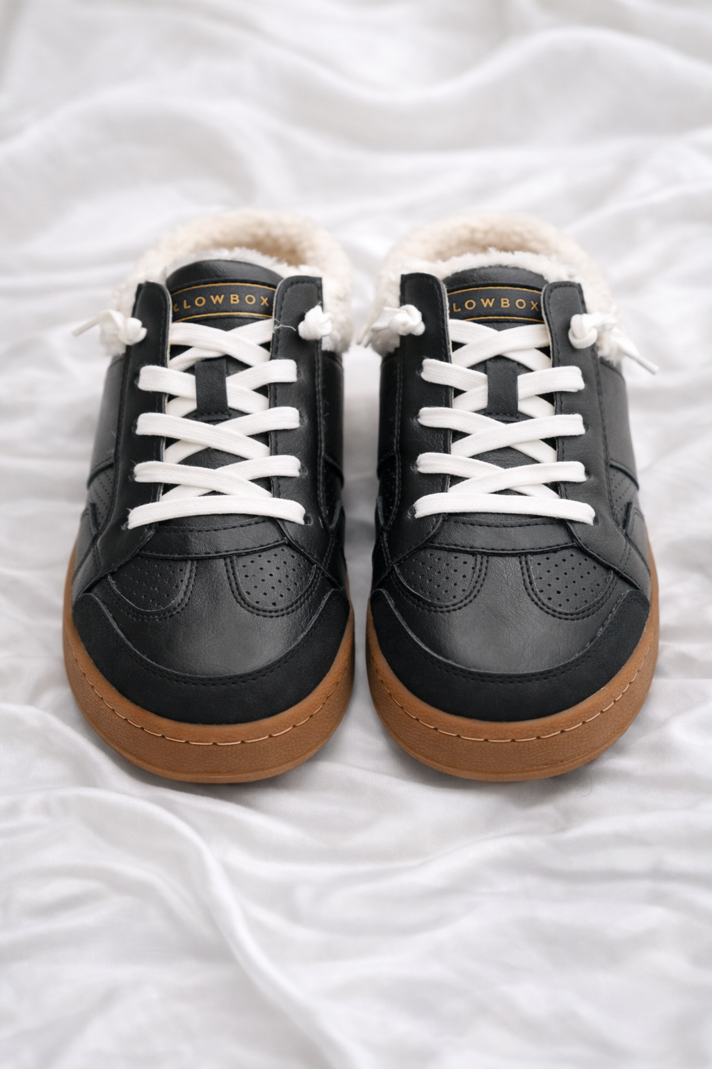 Yellow Box Shearling Lined Lace Up Sneaker Mule with Gum Sole