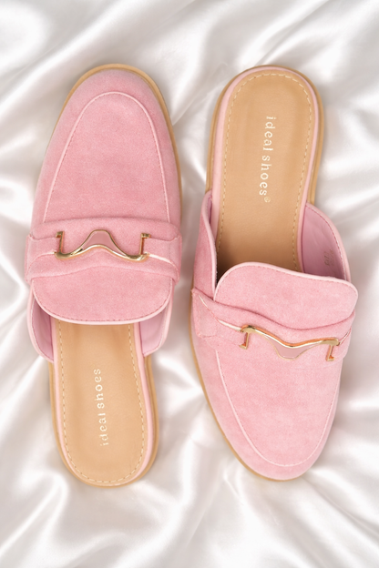 Vegan Suede Slip On Loafer Mule