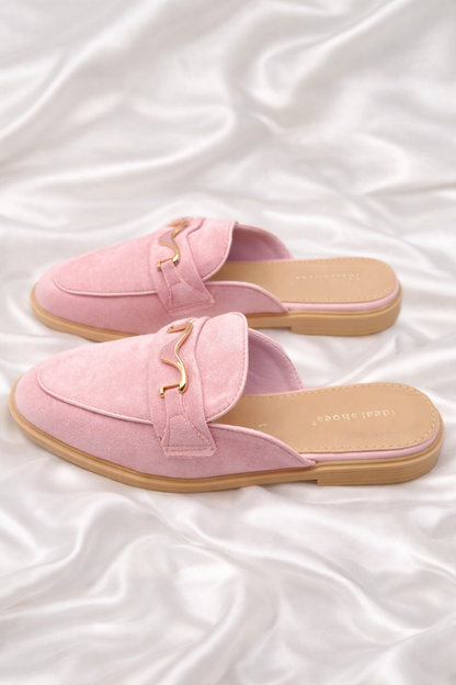 Vegan Suede Slip On Loafer Mule