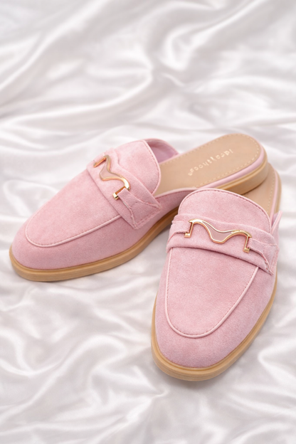 Vegan Suede Slip On Loafer Mule