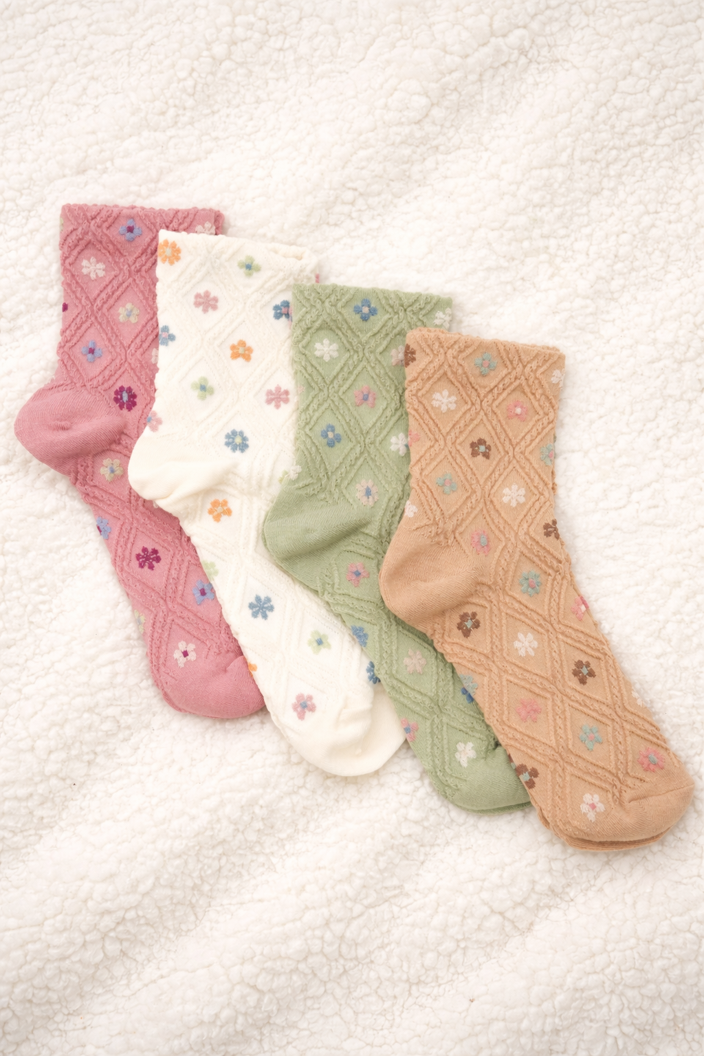 Vintage Floral Knit Socks