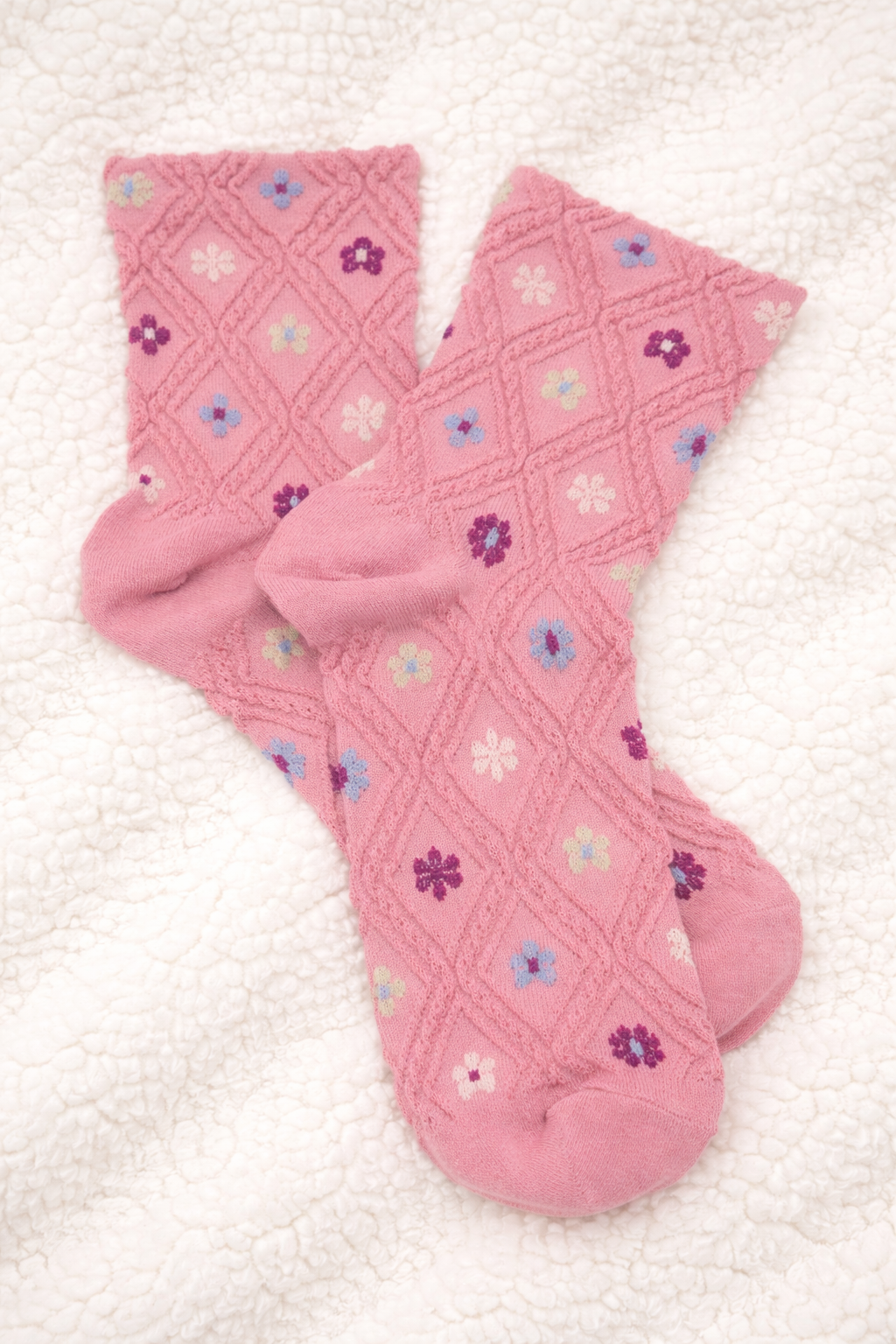 Vintage Floral Knit Socks