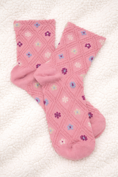 Vintage Floral Knit Socks